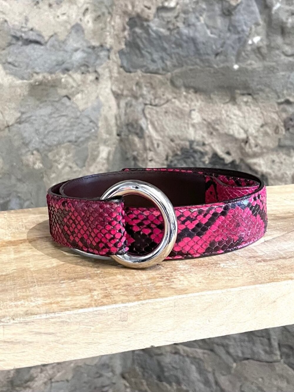 Dolce & Gabbana Fuschia Pink Black Python Belt